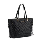 GUESS Women Quilted Top Handle Tote Bag-Black - Black 1