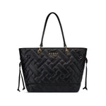 GUESS Women Quilted Top Handle Tote Bag-Black - Black 1