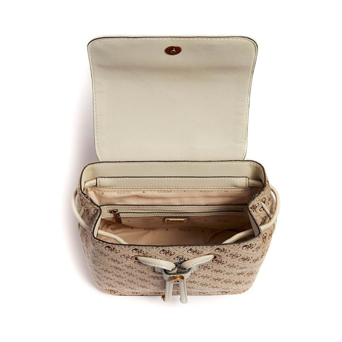 GUESS Womens Aviana 4G Logo Backpack - Beige