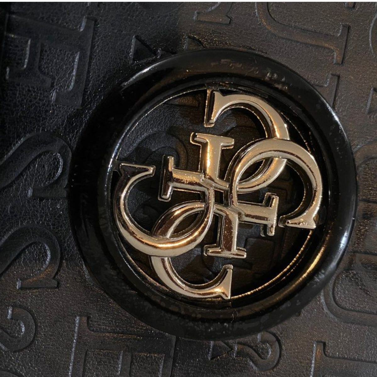 GUESS Women’s Embossed Monogram Shoulder Bag-BLK - Black