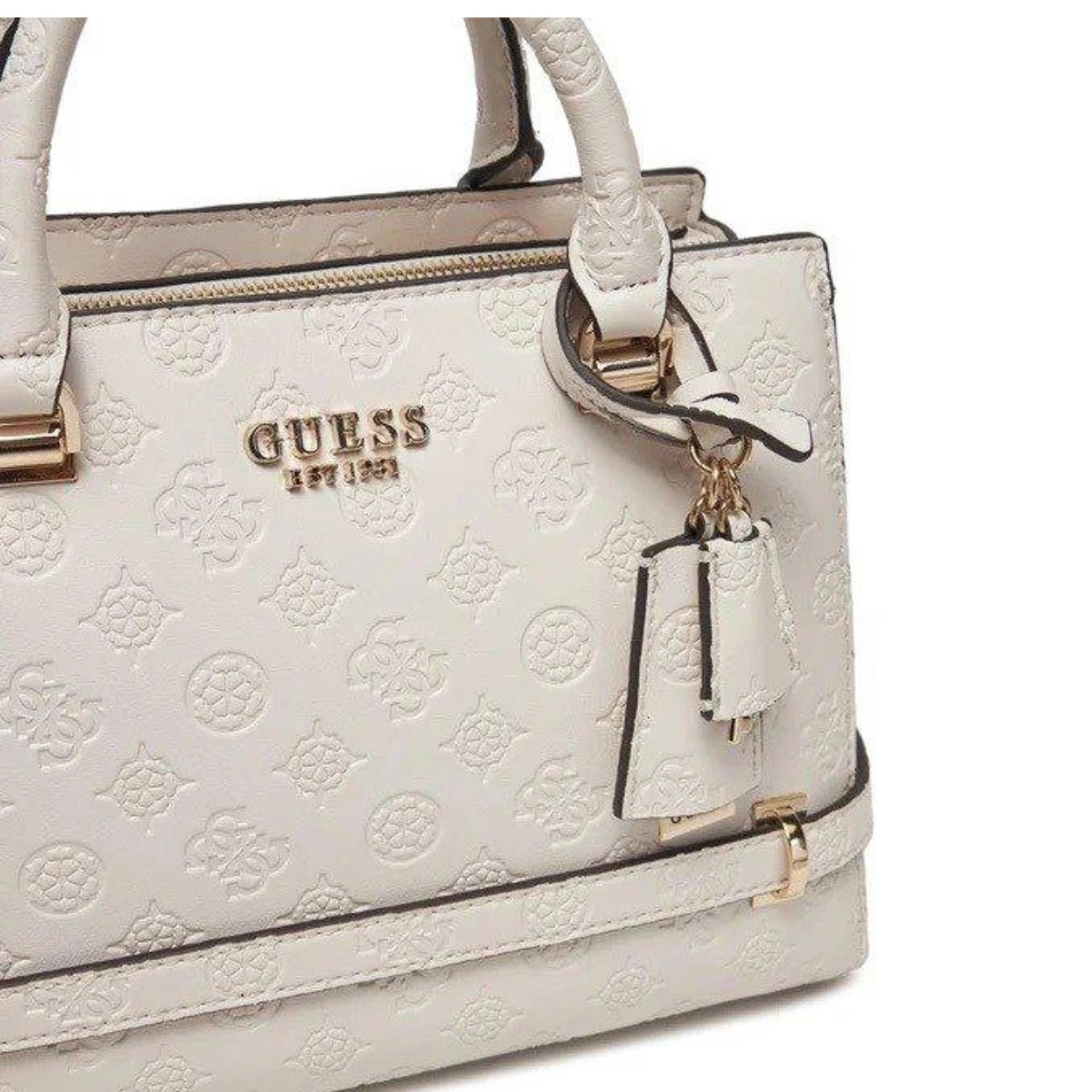 GUESS Zarela Luxury Satchel Bag Handbag Women - BEG - Beige
