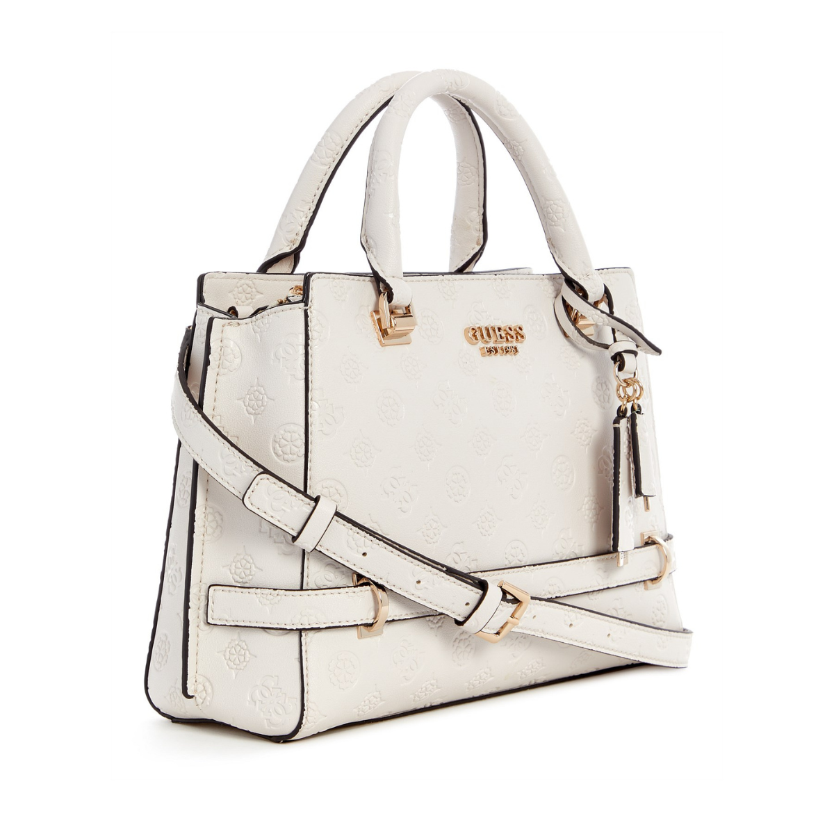 GUESS Zarela Luxury Satchel Bag Handbag Women - BEG - Beige