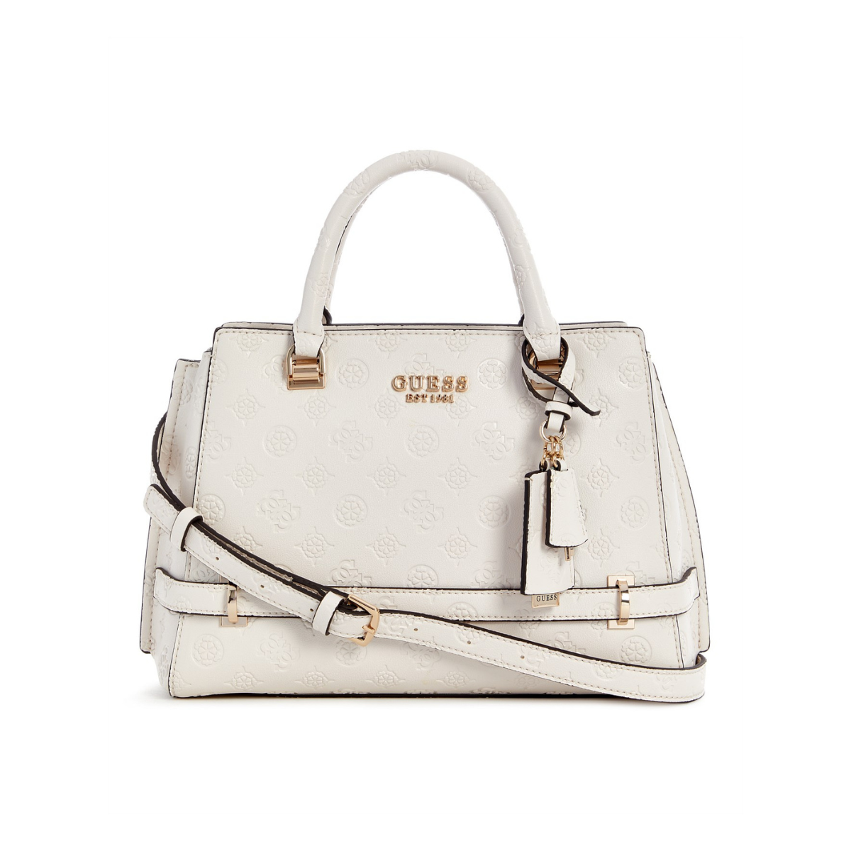 GUESS Zarela Luxury Satchel Bag Handbag Women - BEG - Beige
