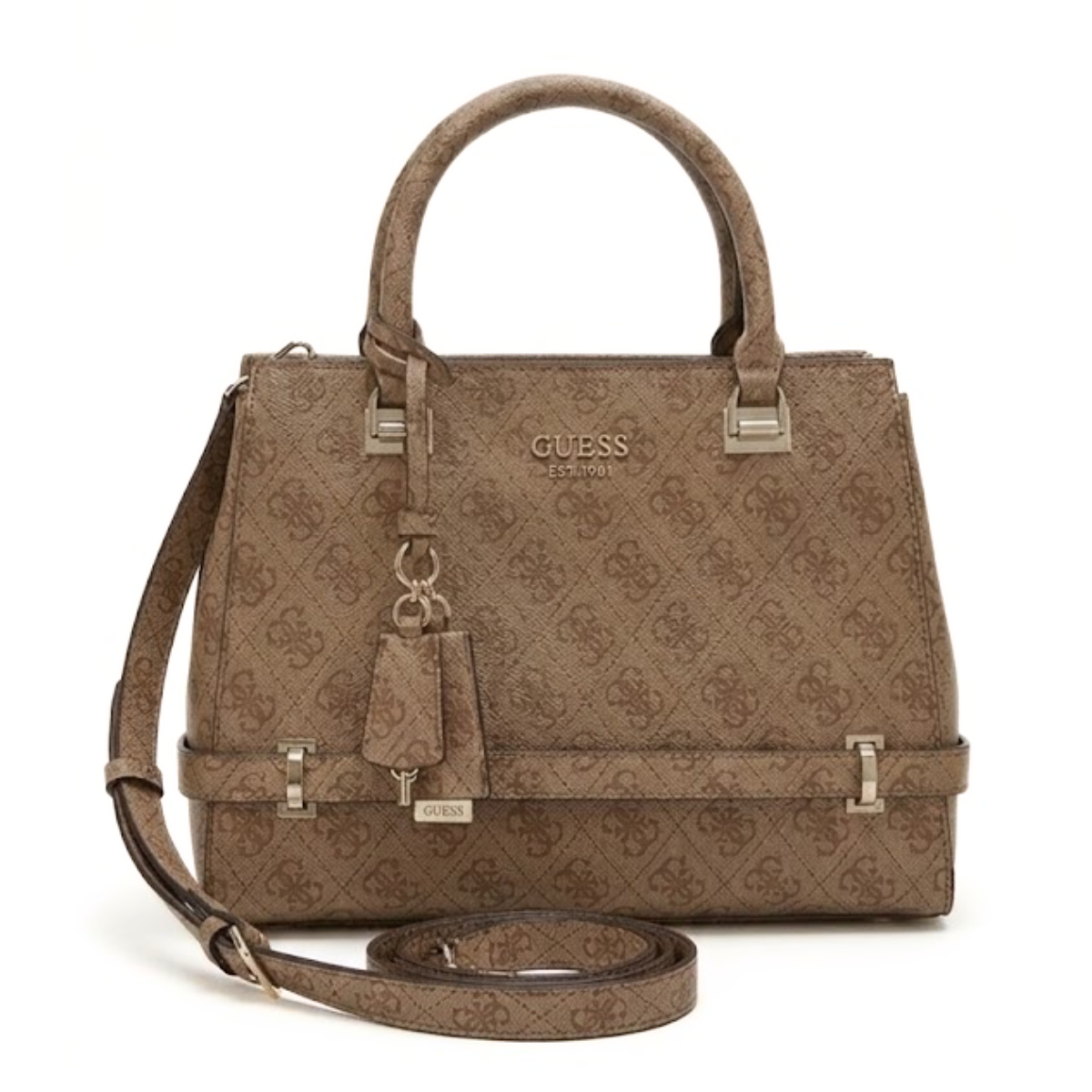 GUESS Zarela Luxury Satchel Bag Handbag Women - BRN - Brown
