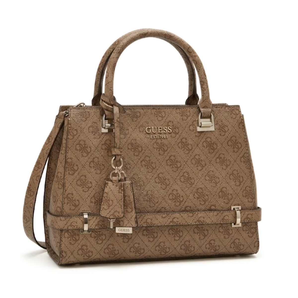 GUESS Zarela Luxury Satchel Bag Handbag Women - BRN - Brown
