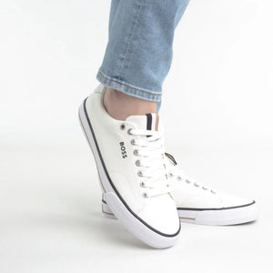 HUGO BOSS Aiden TENN LTB Canvas Trainers Men 50470866 - WHT - Shoes