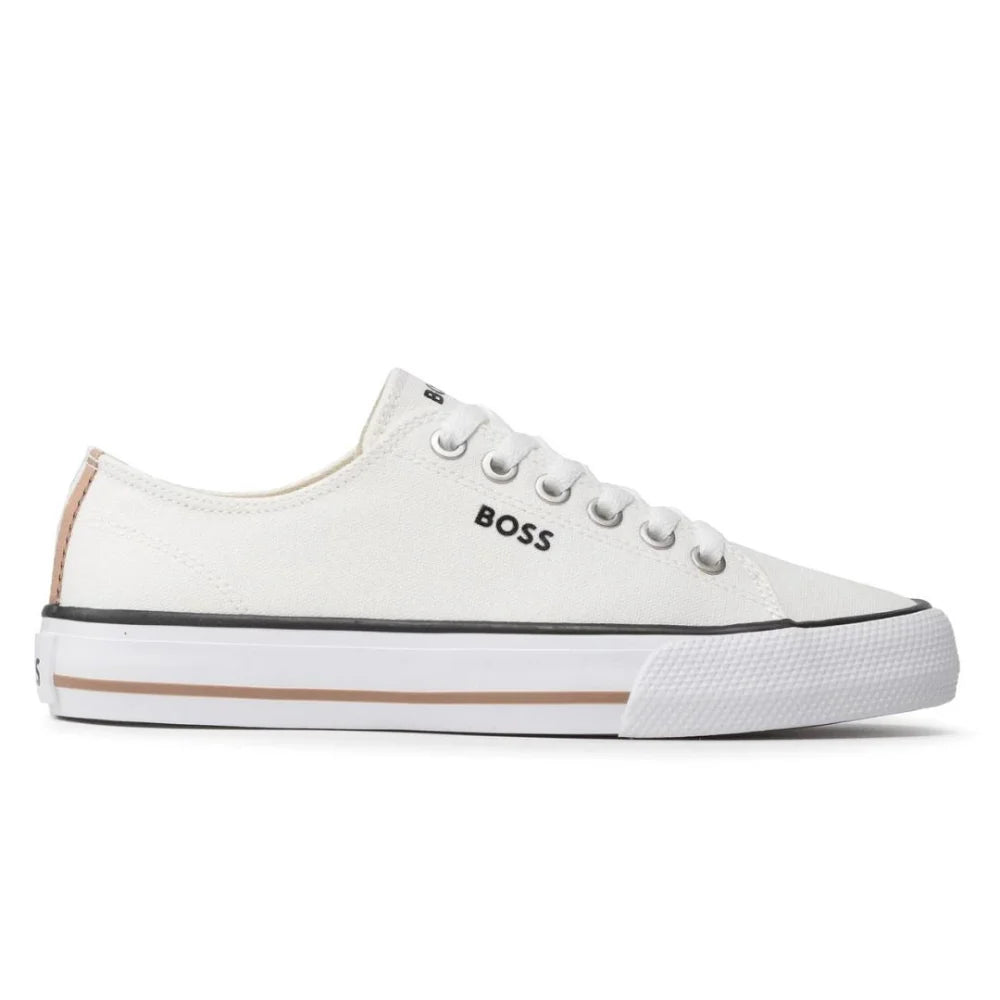 JLOOD HUGO BOSS Aiden TENN LTB Canvas Trainers Women 50471362 OFFWHT JLOOD.COM