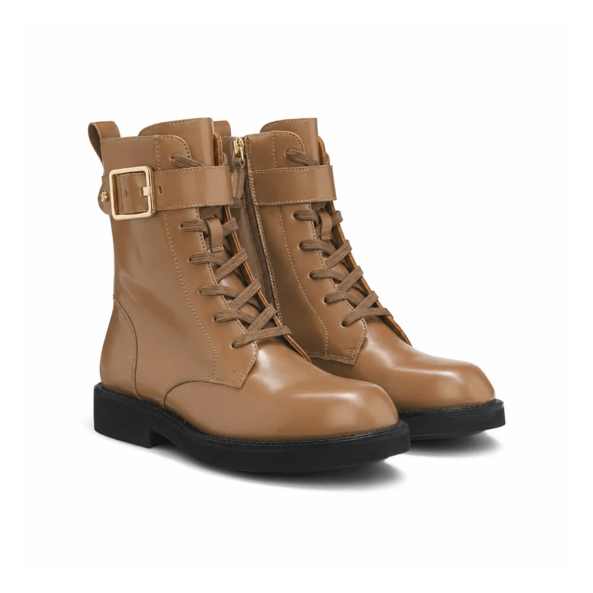 HUGO BOSS Eleri Leather Biker Boots Women 50552772 - BEG - Beige / 36