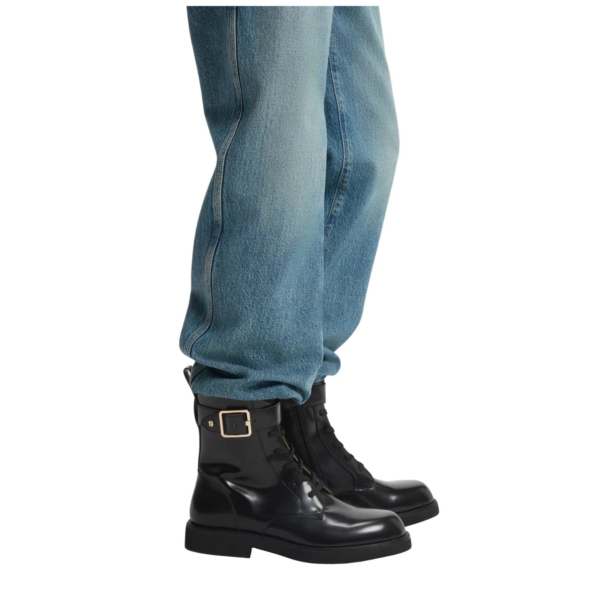 HUGO BOSS Eleri Leather Biker Boots Women 50552772 - BLK