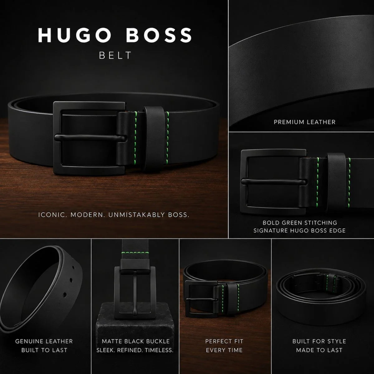HUGO BOSS Gebbol Leather Belt Men – BLK