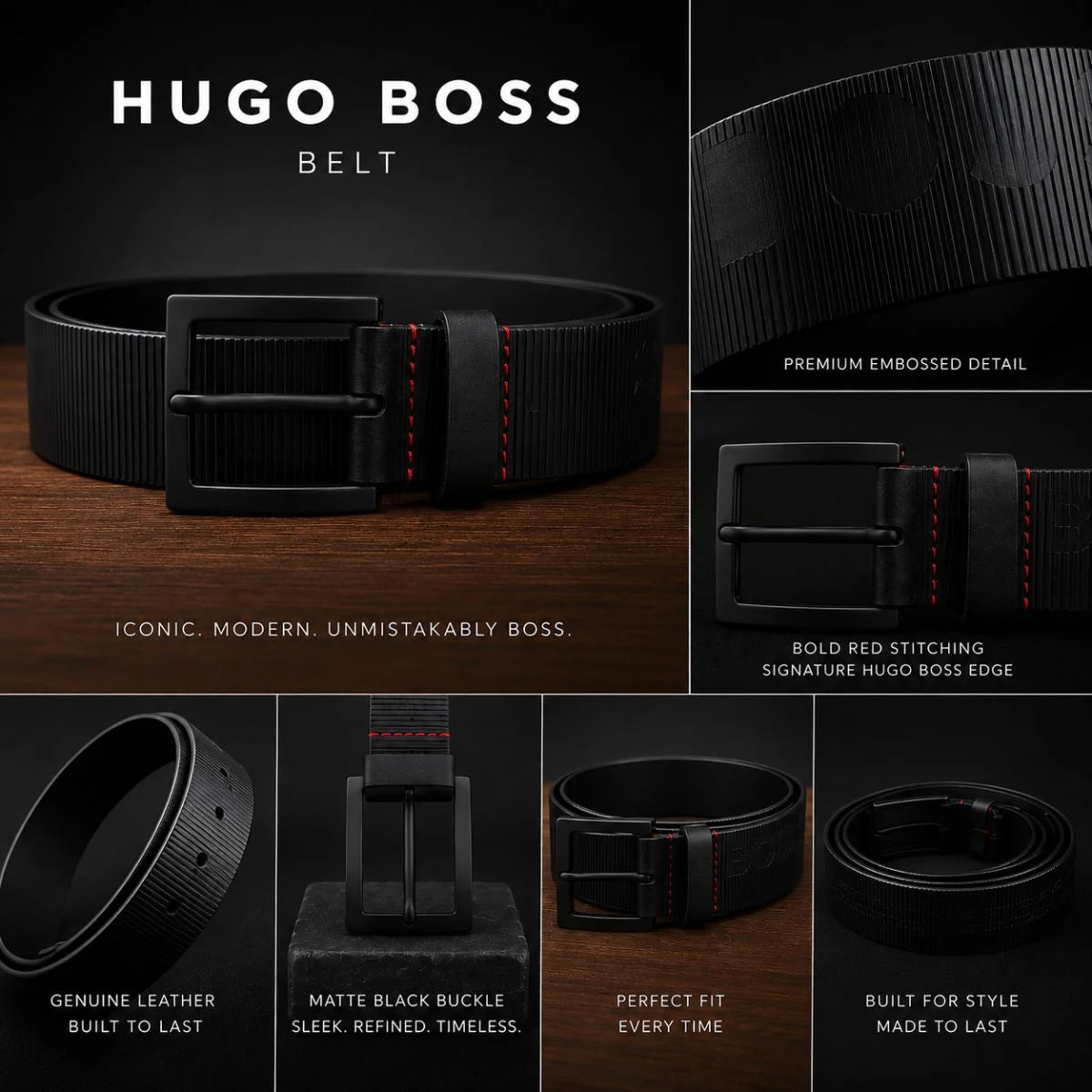 HUGO BOSS Gebbol Leather Belt Men – BLK