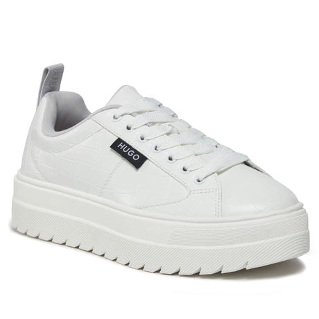 HUGO BOSS Lyssa Platform Logo Flag Signature Details Trainers 50513340-WHT