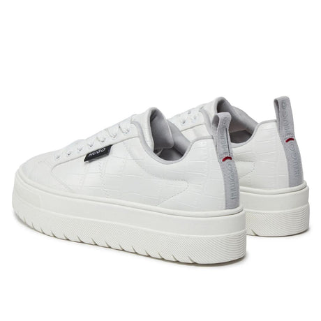 HUGO BOSS Lyssa Platform Logo Flag Signature Details Trainers 50513340-WHT