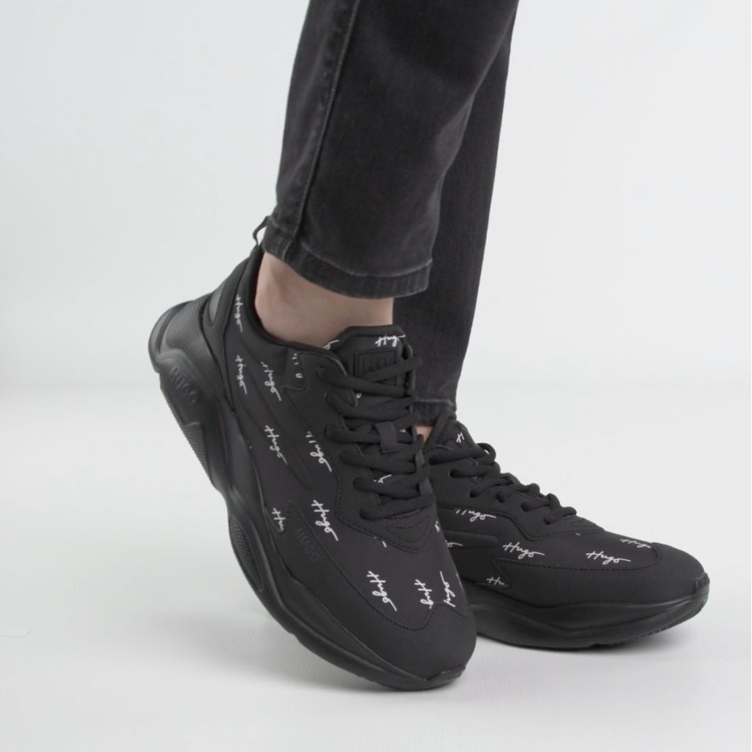 HUGO BOSS Mixed Material Lace-Up Trainers 50492889-BLK