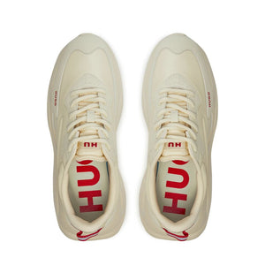 HUGO BOSS Mixed Material Lace-Up Trainers 50504799-OFFWHT