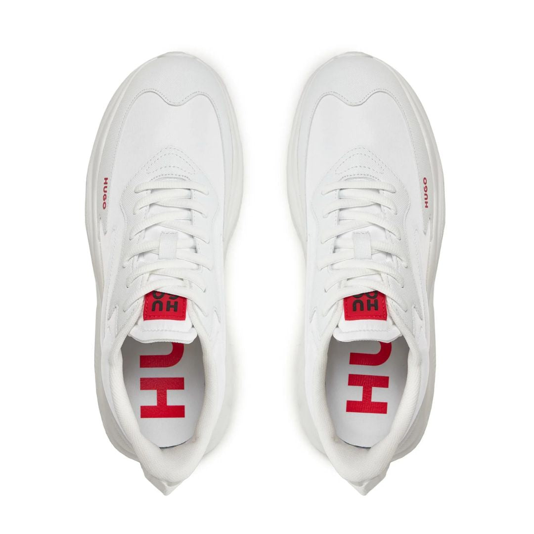 HUGO BOSS Mixed Material Lace-Up Trainers 50504799-WHT