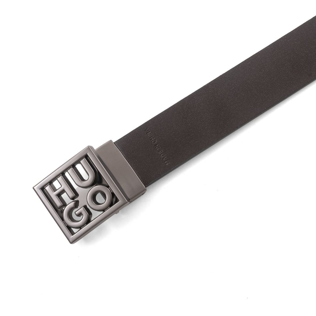 HUGO BOSS Monogram Logo Reversible Leather Belt – Black/Brown - Black/ Brown / OS