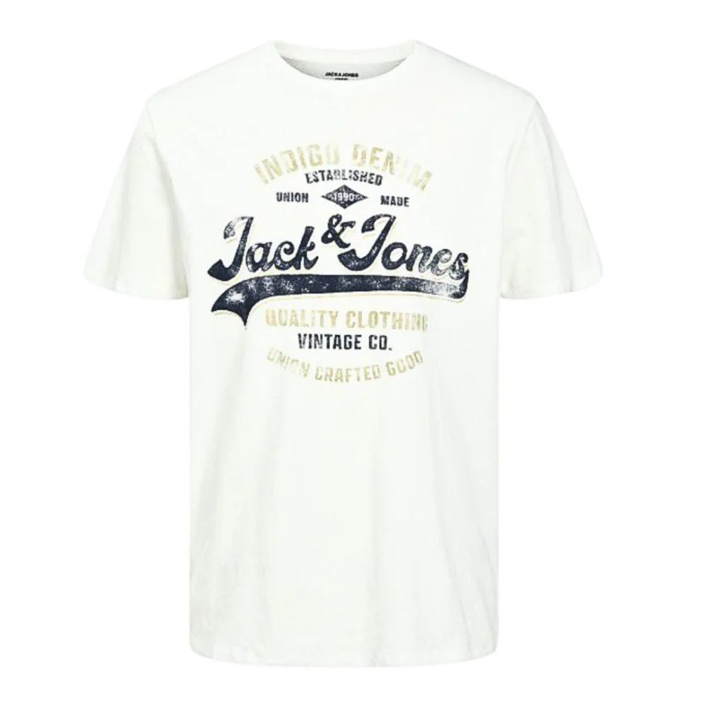 Jack & Jones Crew Neck Circular Logo T-Shirt Men - WHT - White / L