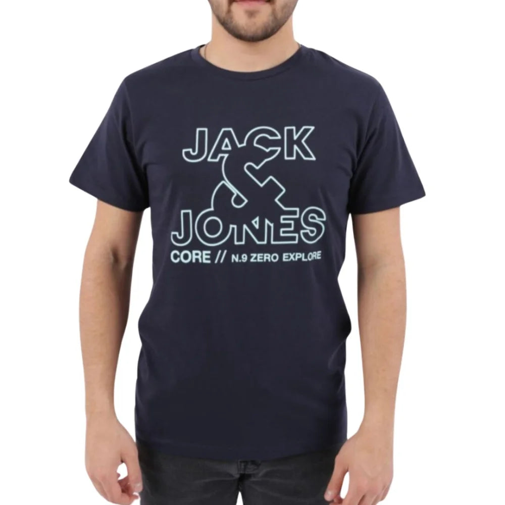 Jack & Jones Crew Neck Logo T-Shirt Men - Navy / L