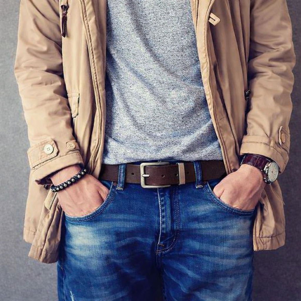 JLOOD Causal Jeans Leather Belts Men