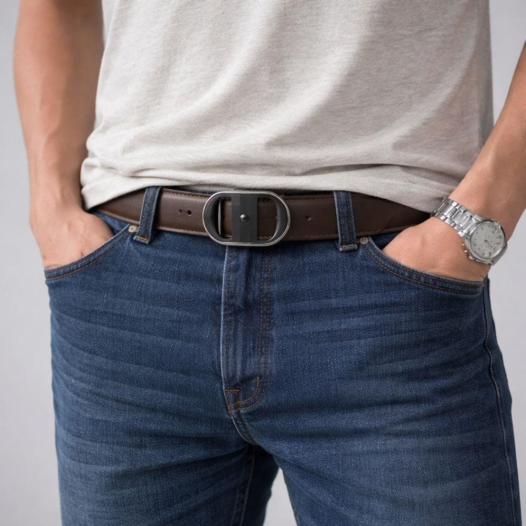 JLOOD Ratchet Leather Belts Men - R01