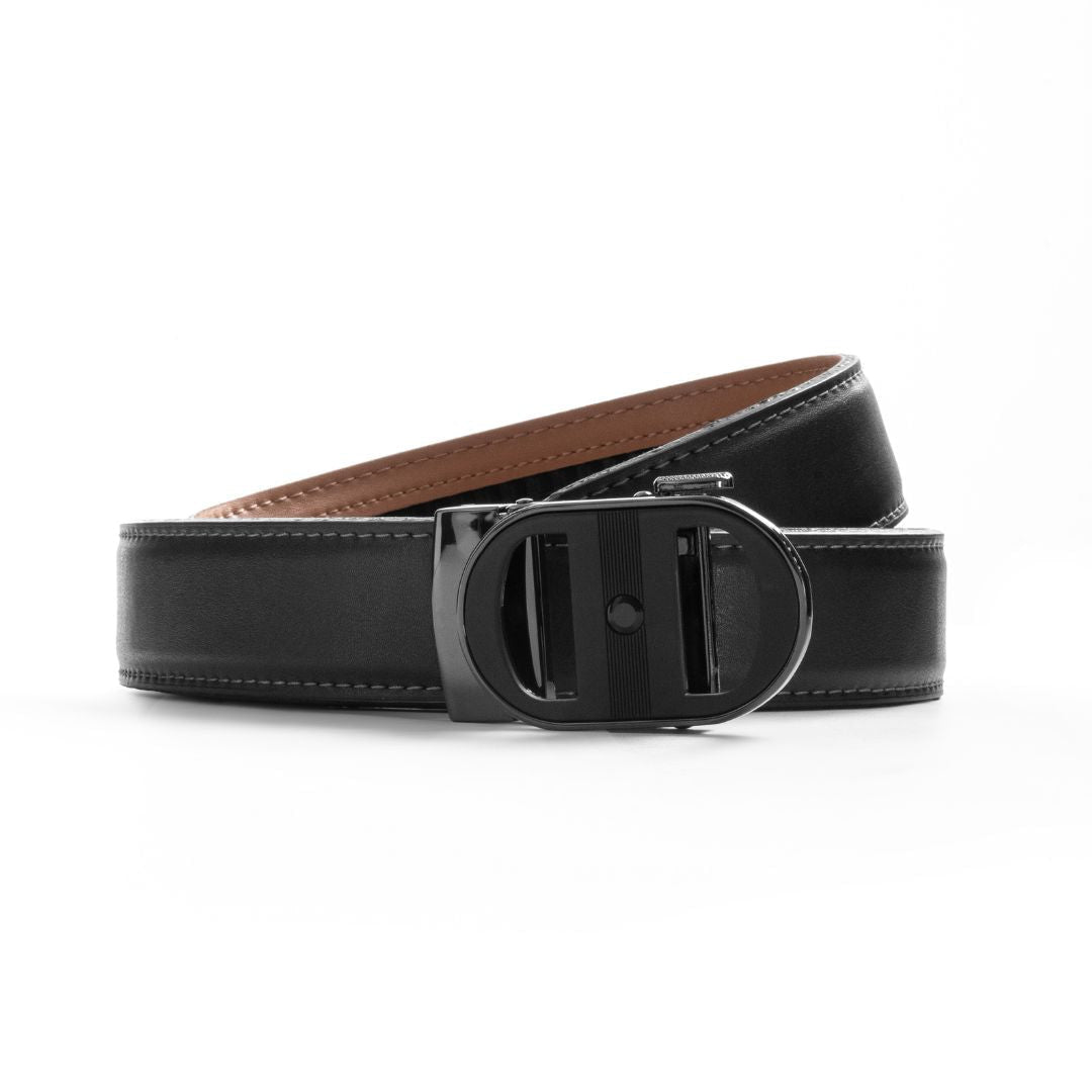 JLOOD Ratchet Leather Belts Men - R01 - Black / One size