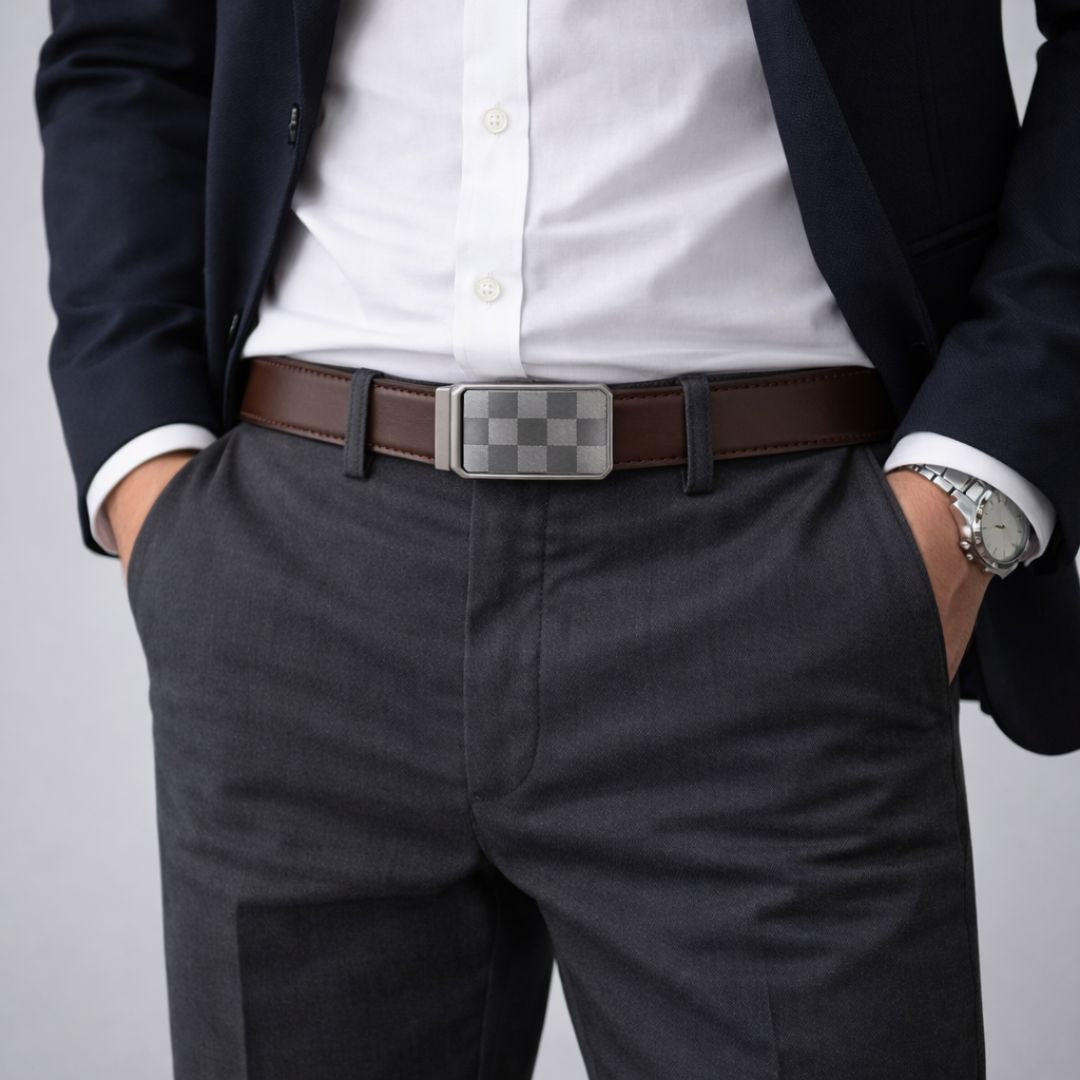 JLOOD Ratchet Leather Belts Men - R02