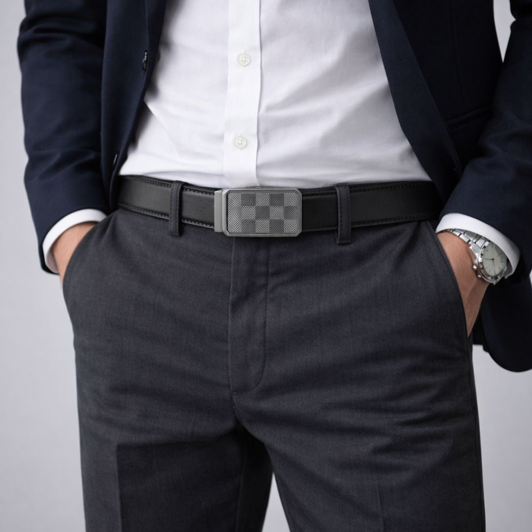 JLOOD Ratchet Leather Belts Men - R02