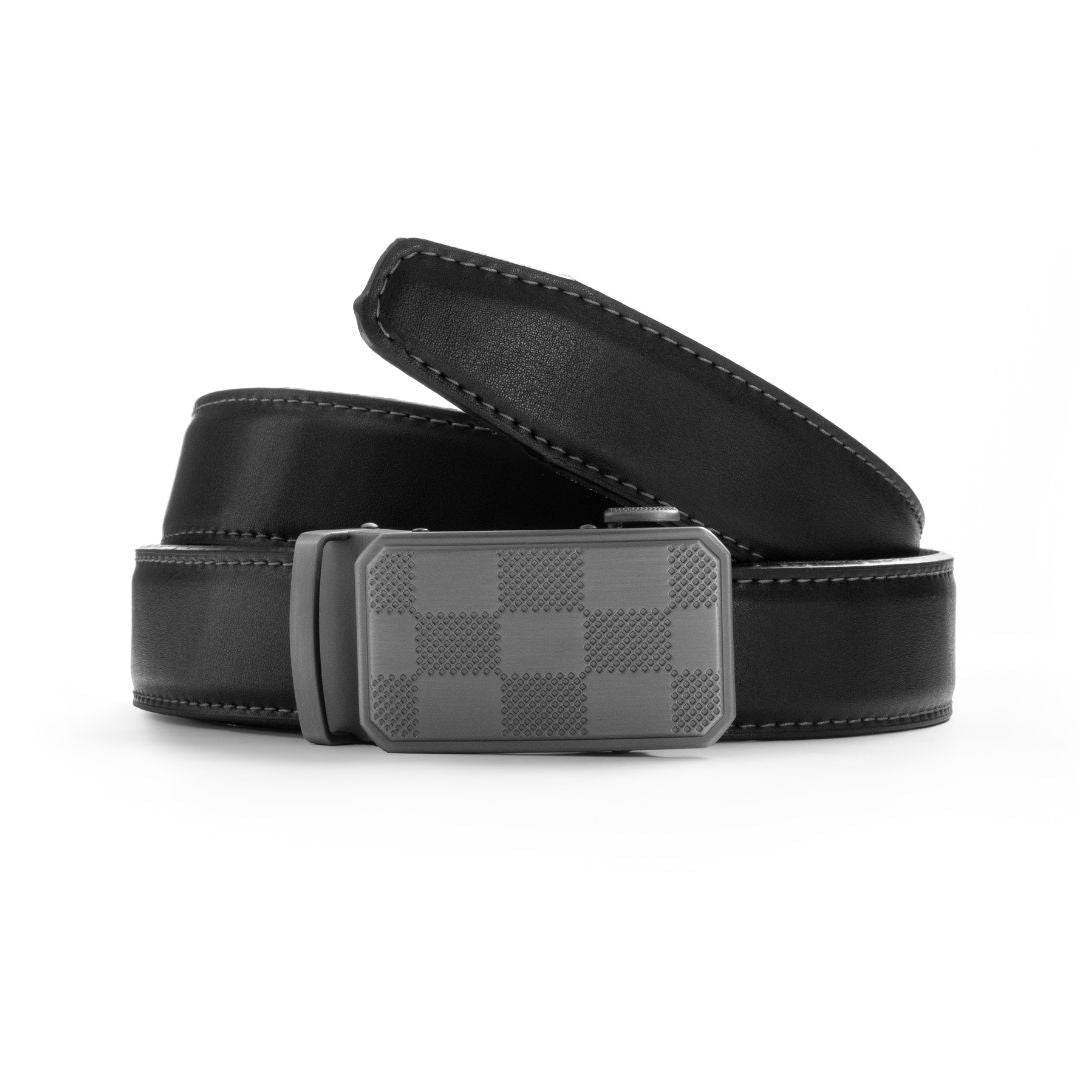 JLOOD Ratchet Leather Belts Men - R02 - Black / One size