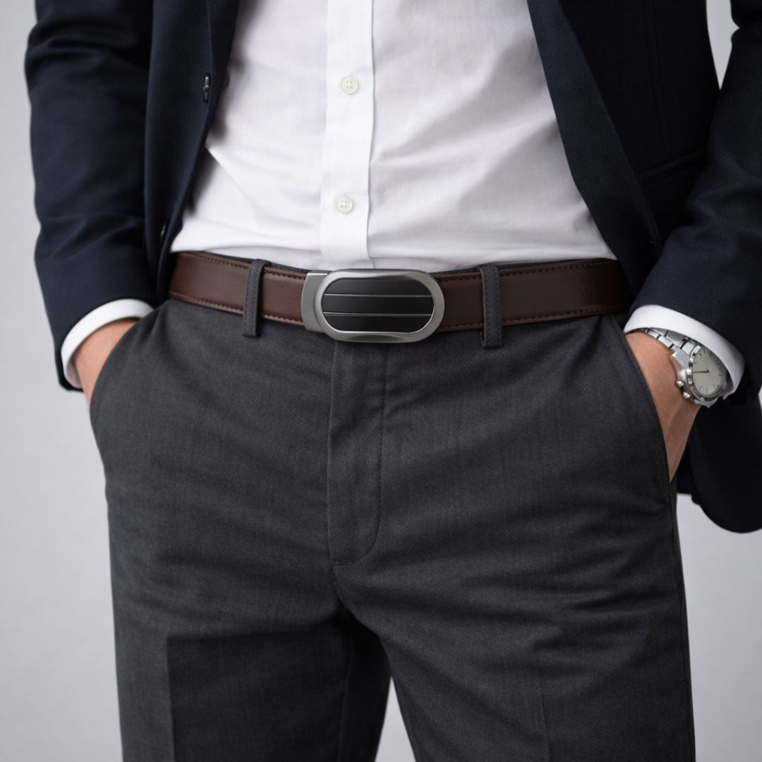 JLOOD Ratchet Leather Belts Men - R03