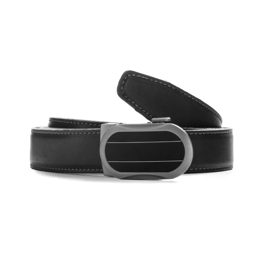 JLOOD Ratchet Leather Belts Men - R03 - Black / One size