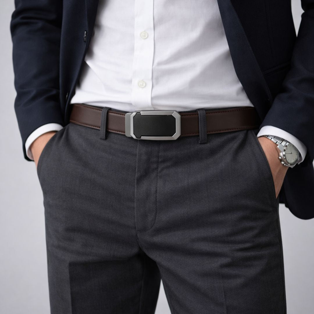 JLOOD Ratchet Leather Belts Men - R04