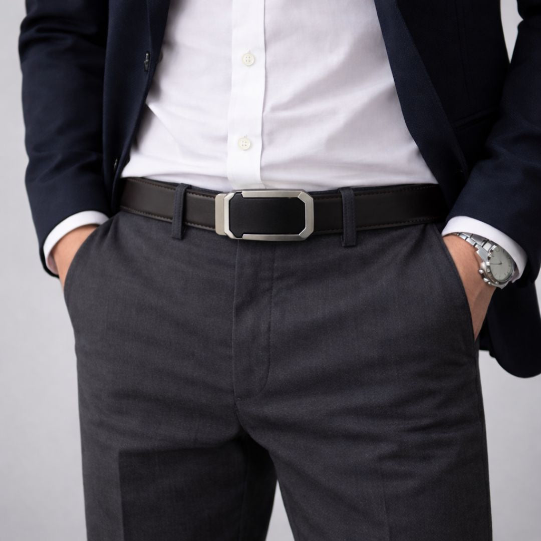 JLOOD Ratchet Leather Belts Men - R04