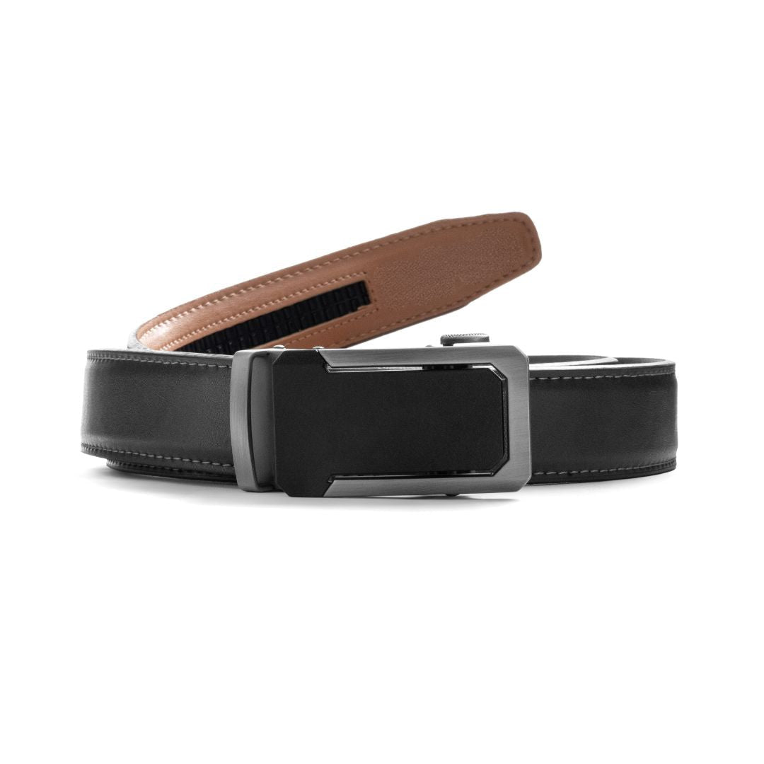 JLOOD Ratchet Leather Belts Men - R04 - Black / One size