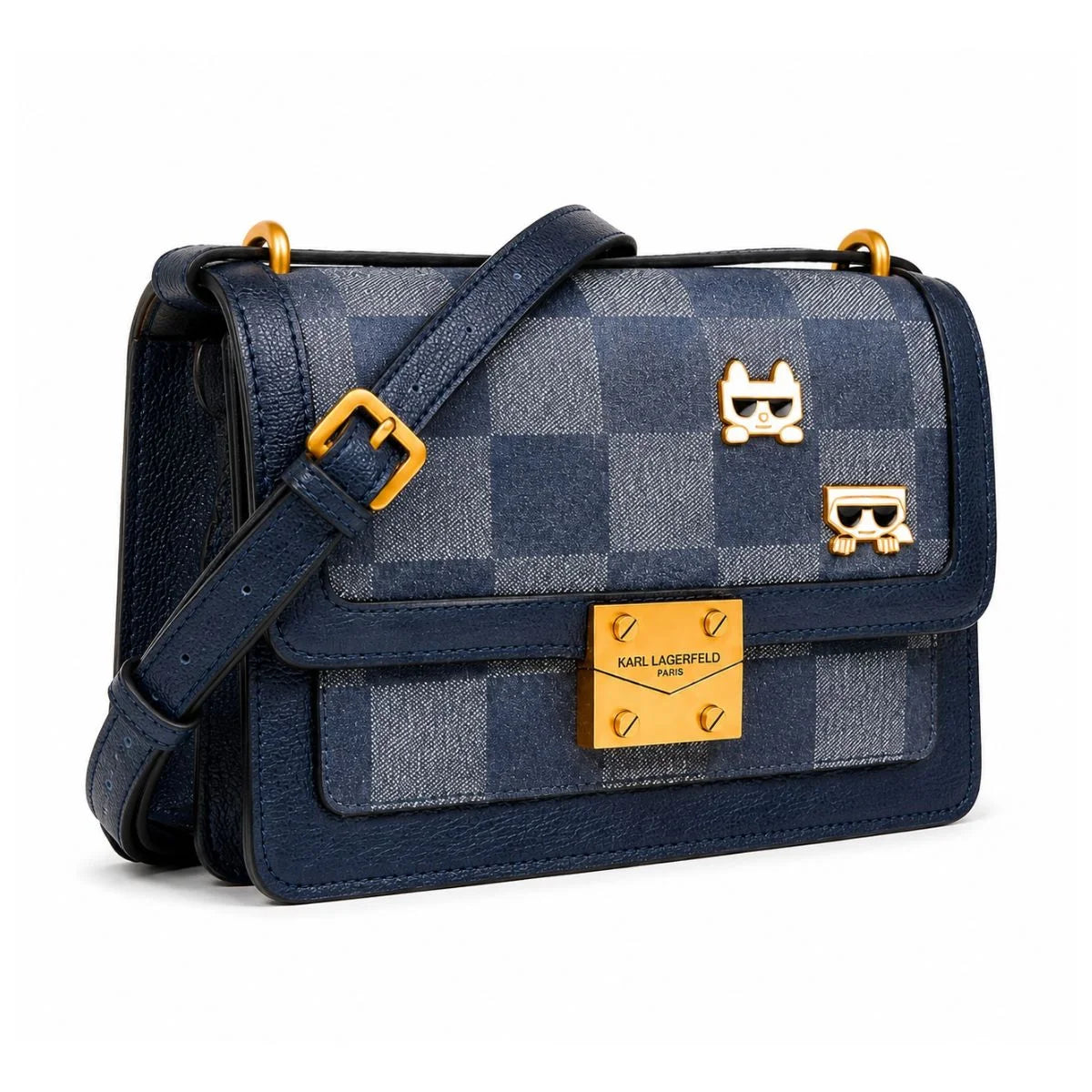 KARL LAGERFELD Leather Clutch Bag - NVY - Navy