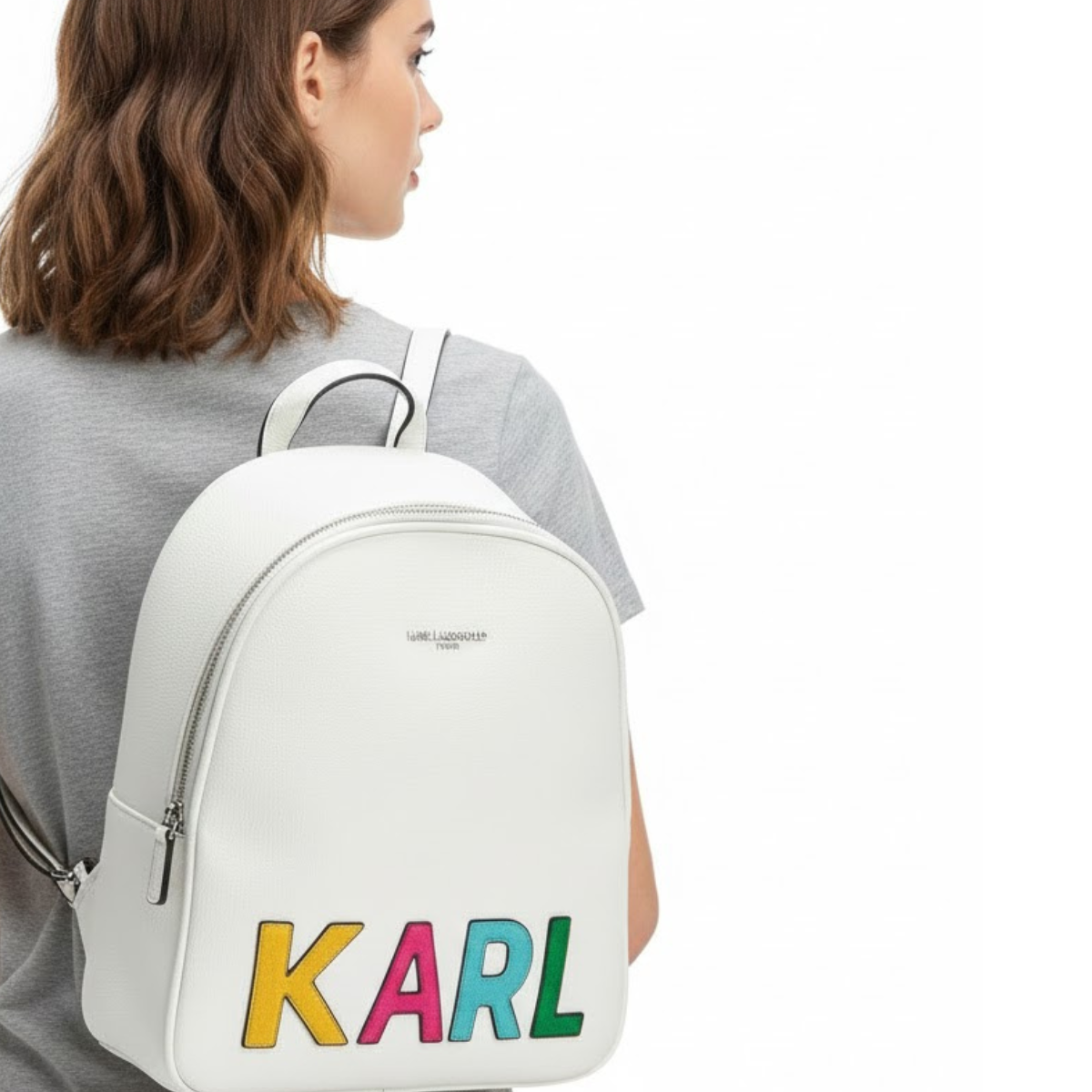 Karl Lagerfeld Paris Adele Backpack Shoulder Bag -WHT - White