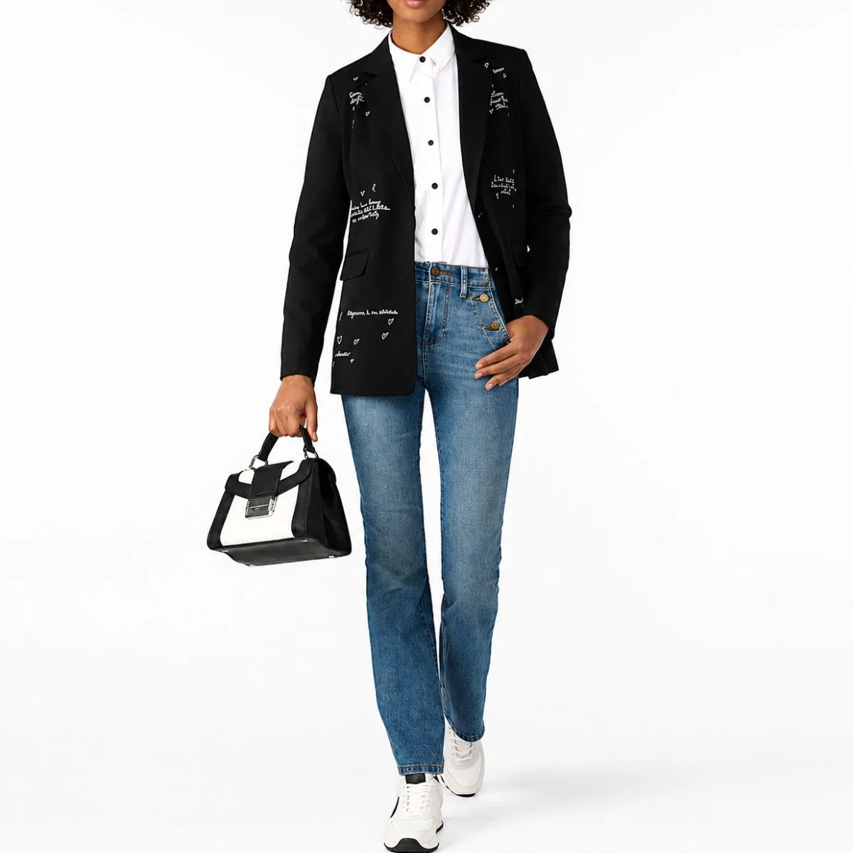 Karl Lagerfeld Paris Agyness Shoulder Bag Women - WHTBLK - White-Black