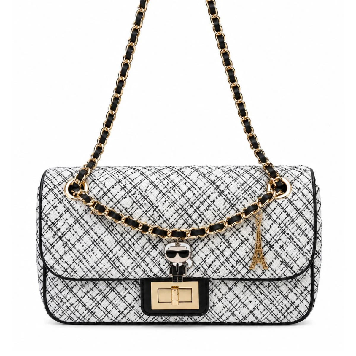 Karl Lagerfeld Paris Agyness Shoulder Bag Women - WHTBLK - White-Black