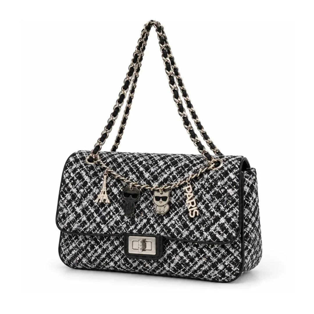 Karl Lagerfeld Paris Agyness Small Quilted Shoulder Bag - BLK - Black