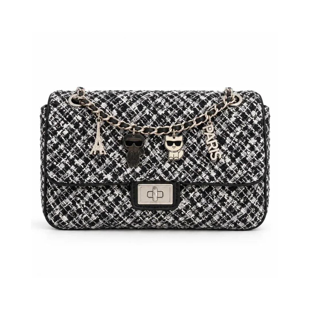 Karl Lagerfeld Paris Agyness Small Quilted Shoulder Bag - BLK - Black