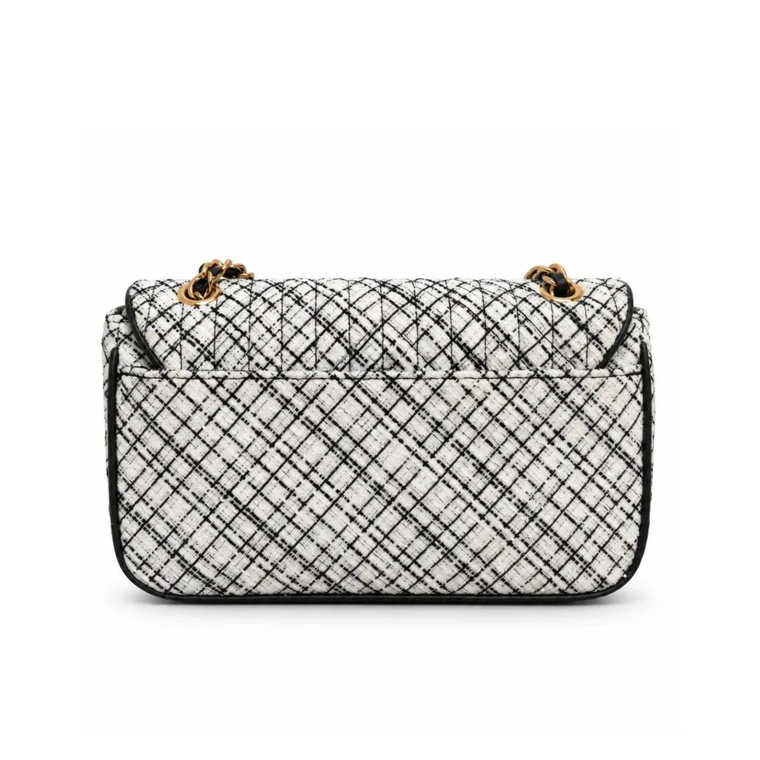 Karl Lagerfeld Paris Agyness Small Quilted Shoulder Bag - WHTBLK - White-Black