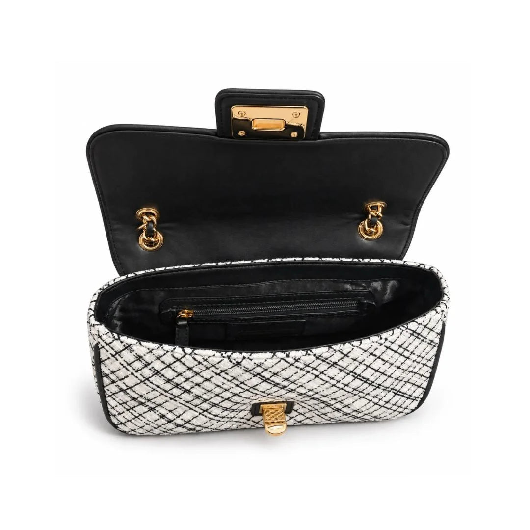 Karl Lagerfeld Paris Agyness Small Quilted Shoulder Bag - WHTBLK - White-Black