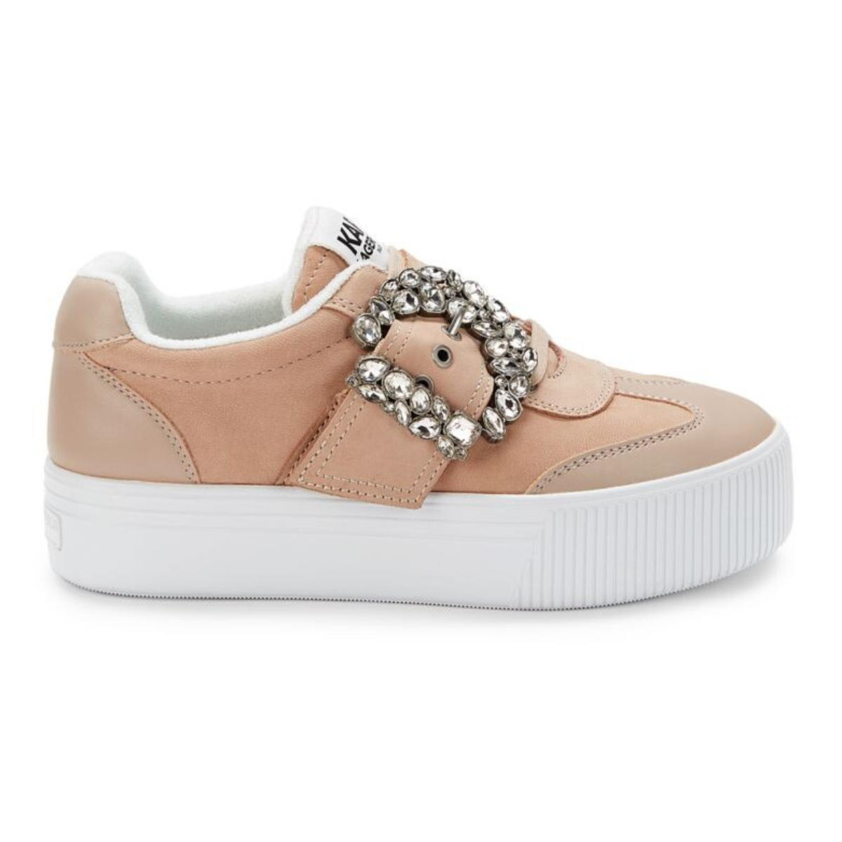 KARL LAGERFELD PARIS Buckle Retro Leather Sneakers Women - BEG - Beige / 35