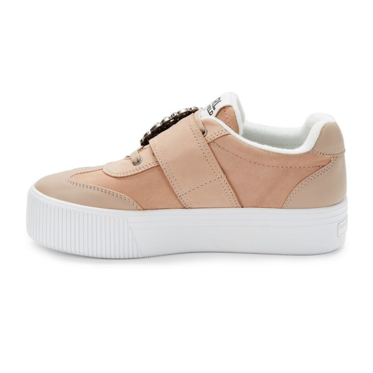 KARL LAGERFELD PARIS Buckle Retro Leather Sneakers Women - BEG
