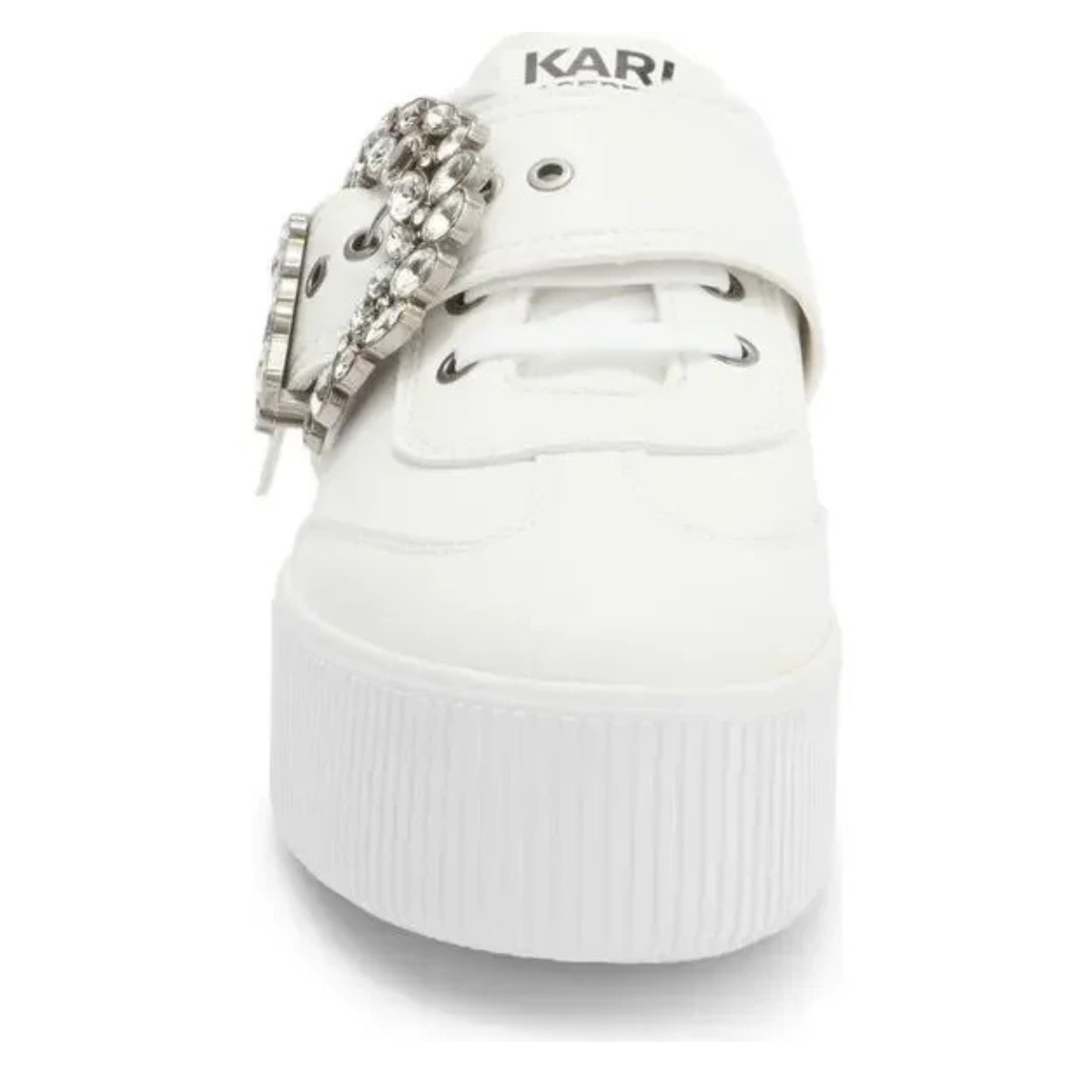 KARL LAGERFELD PARIS Buckle Retro Leather Sneakers Women - WHT