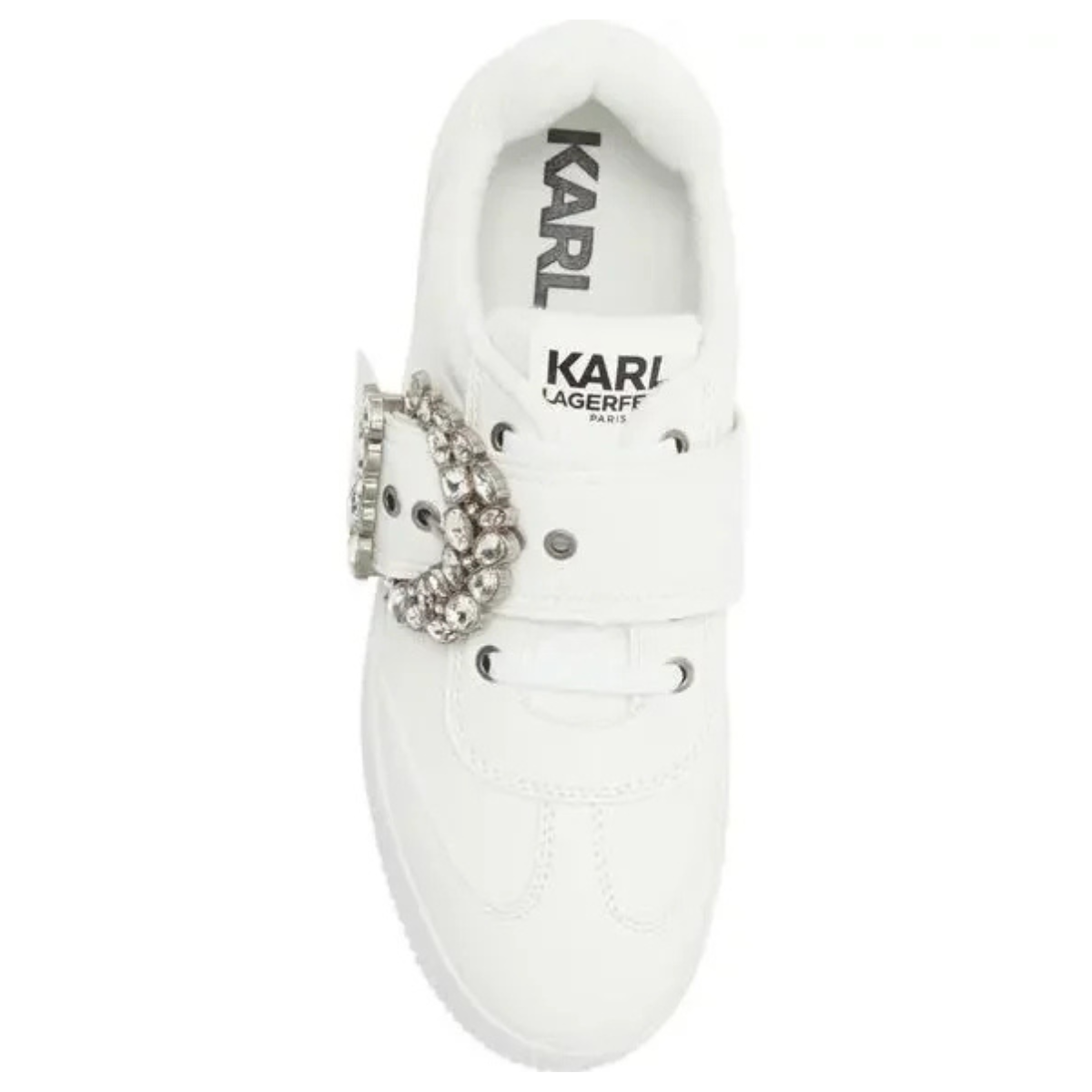 KARL LAGERFELD PARIS Buckle Retro Leather Sneakers Women - WHT