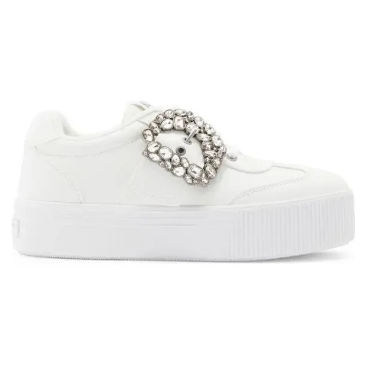 KARL LAGERFELD PARIS Buckle Retro Leather Sneakers Women - WHT - White / 35