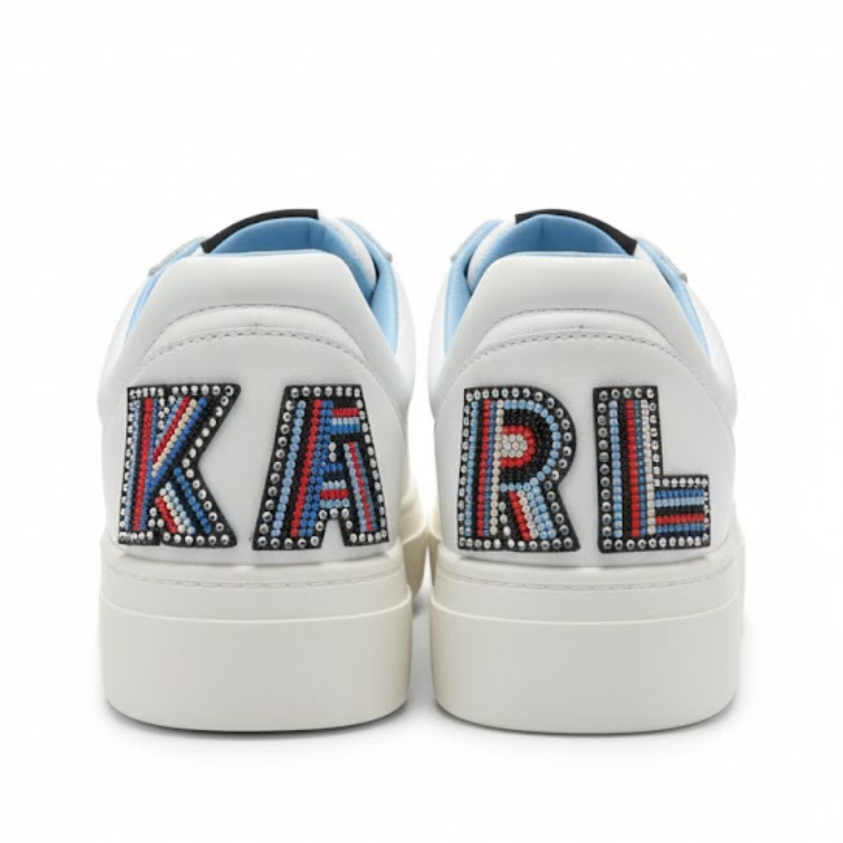 KARL LAGERFELD PARIS Calico Patch Lace Up Sneakers Women - WHTBLU