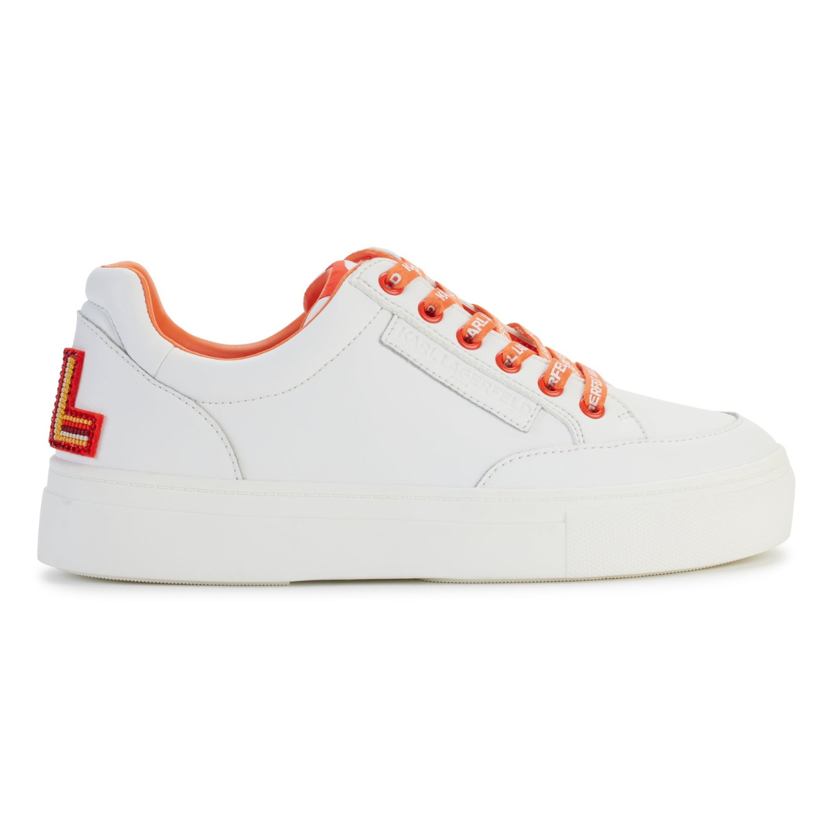 KARL LAGERFELD PARIS Calico Patch Lace Up Sneakers Women - WHTORG