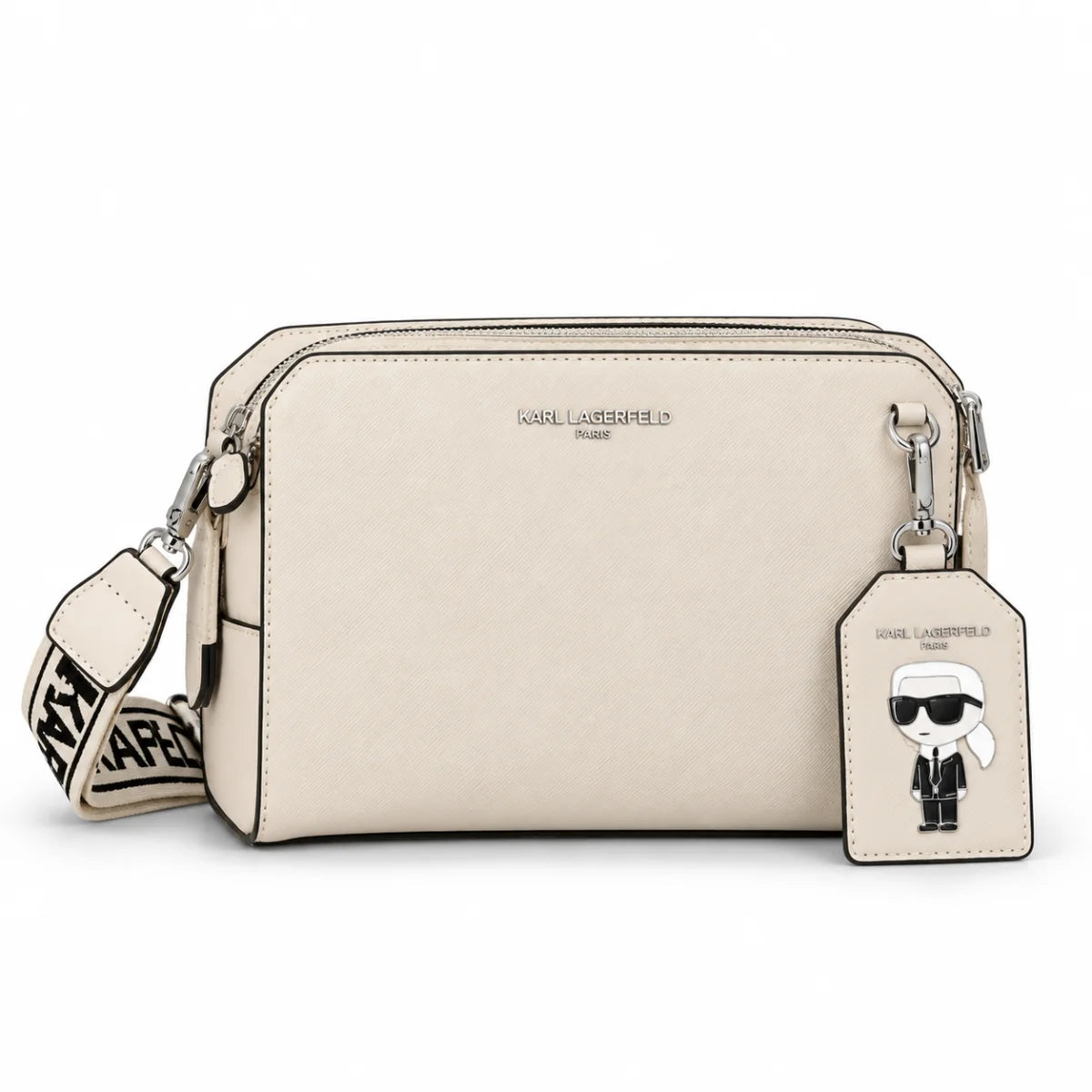 Karl Lagerfeld Paris Camera Crossbody Bag with Karl Character Charm – BEG - Beige